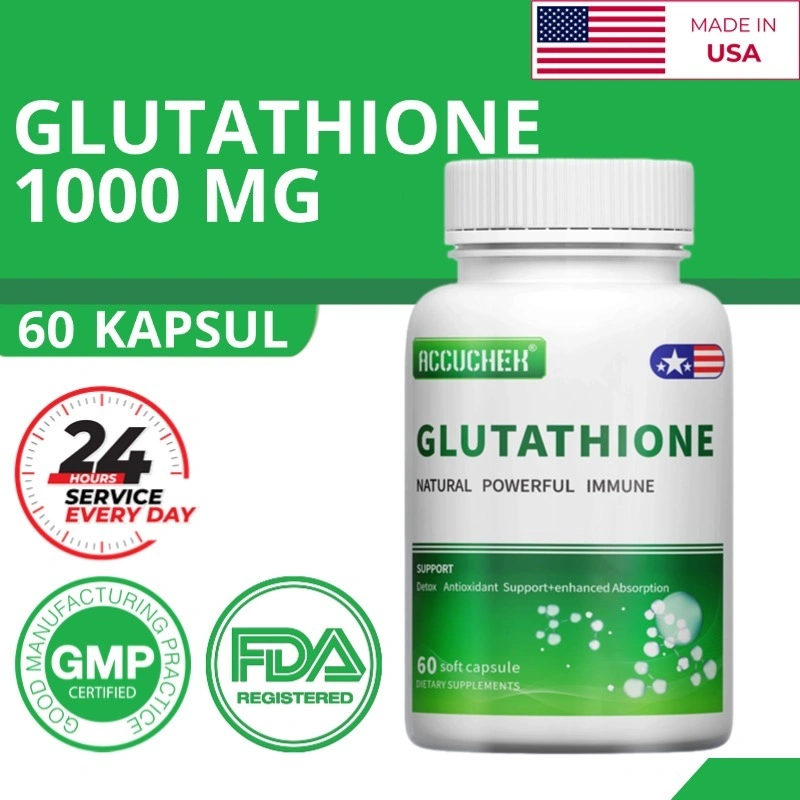 Suplemen Kapsul Glutathione, Pemutih, Oksigenasi Kulit, Detoksifikasi Hati, Mendukung Metabolisme