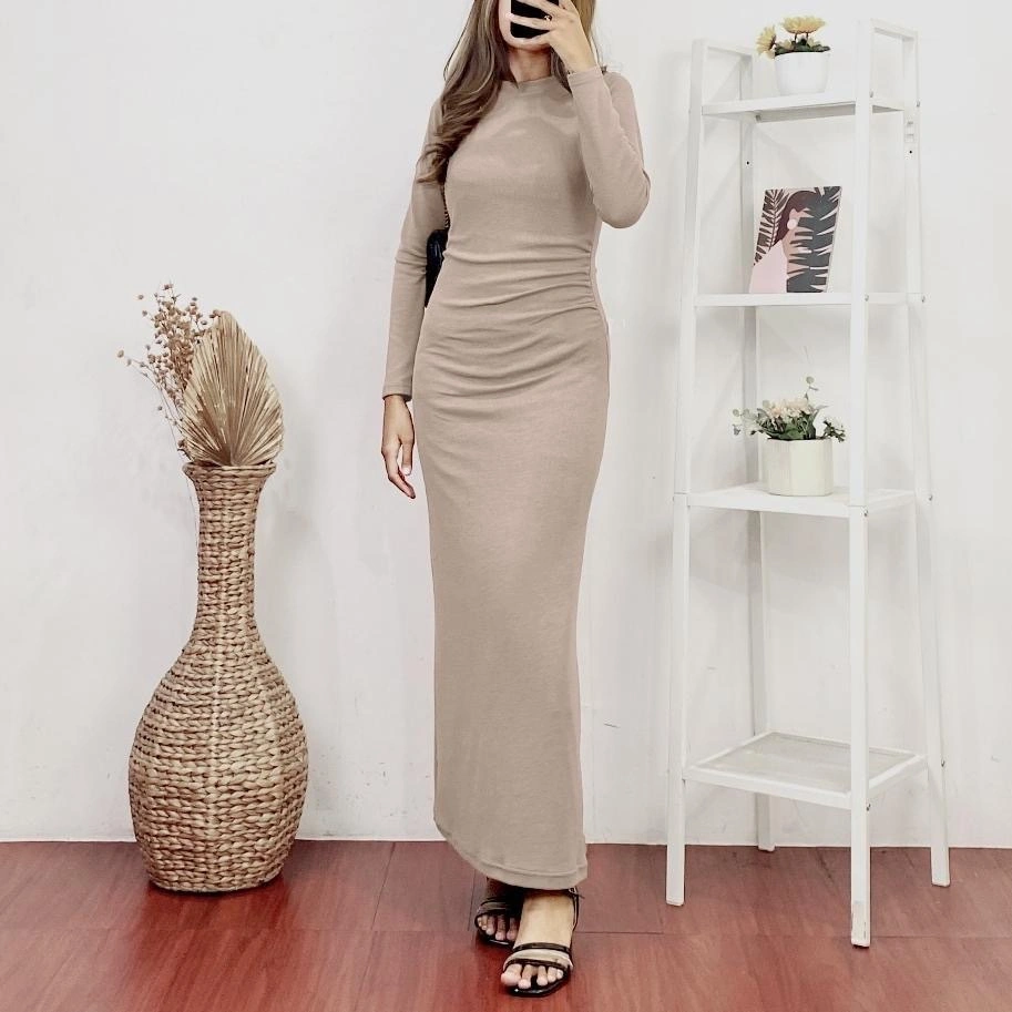 [NF] Orina Dress | Long Dress Knit Premium Wanita Basic Slim Maxi / Dress ibu hamil
