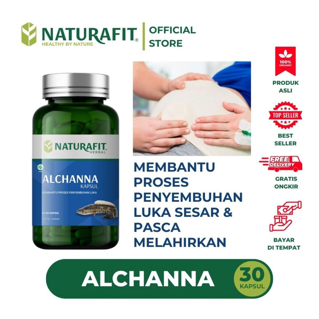 NATURAFIT Kapsul Kutuk - Suplemen Herbal Mempercepat Proses Pengeringan & Penyembuhan Jahitan Operasi Caesar/ Normal, Luka Setelah Melahirkan