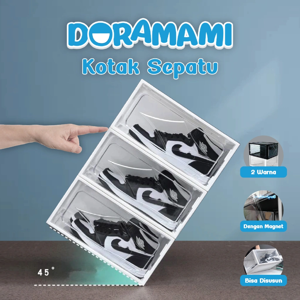 DORAMAMI Kotak Sepatu Transparan Acrylic Box Shoes Box Transparan Storage Akrilik