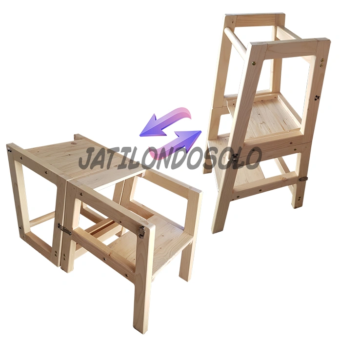 Folding Helper Tower Learning Stool to Table and Chair For Toodlers / Tangga Anak Lipat Meja Makan Kayu Jati Belanda