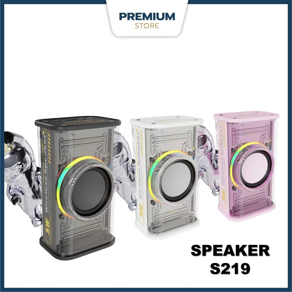 Lenyes Speaker bluetooth S219 Mini Led Colorfull Lights Wireless Spiker Bluetooth 5.1 Hifi Sound Quality TWS