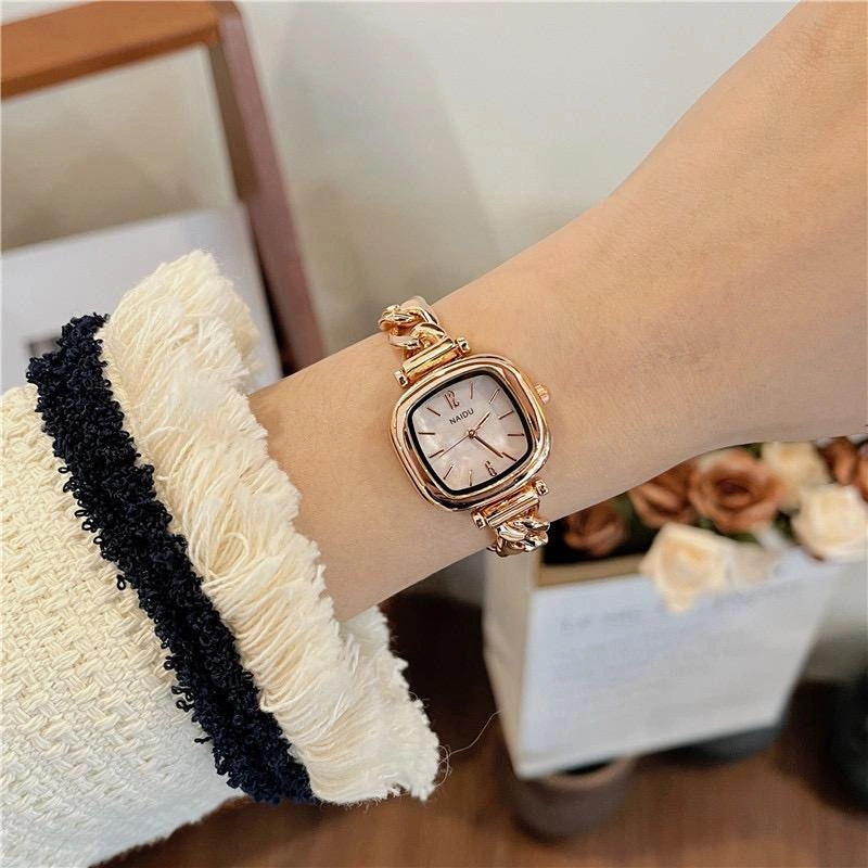 Barbee Jam Tangan Wanita Analog Naidu Rantai Kotak Fashion Korea