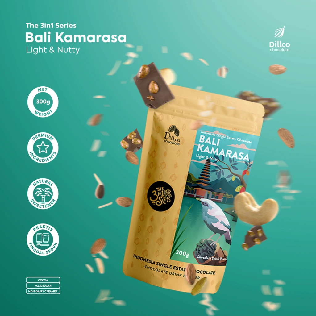 DILLCO CHOCOLATE - Single-Estate Chocolate Bali Kamarasa 3 in 1 Series 300 gr. Bubuk Minuman Cokelat