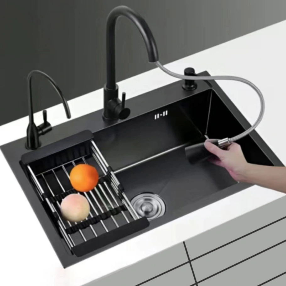 SUS 304 Kitchen Sink Wastafel Stainless Steel Bak Cuci Piring Wastafel Dapur Lengkap Tarik Adjustable