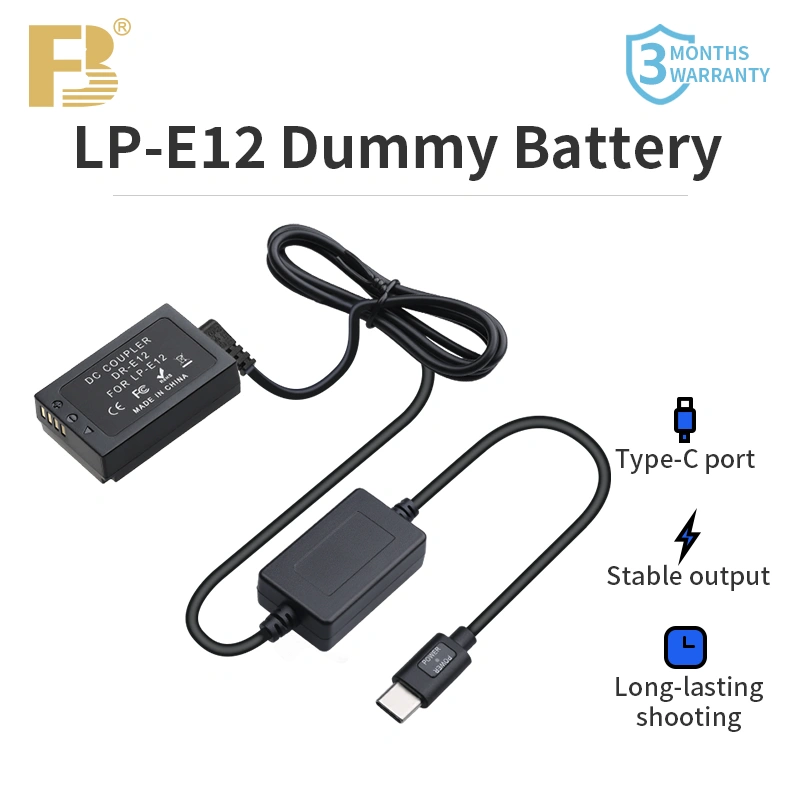 FB LP-E12 LP E12 Type-C Dummy Battery with USB-C Input for Canon EOS M M2 M10 M50 M100 M200