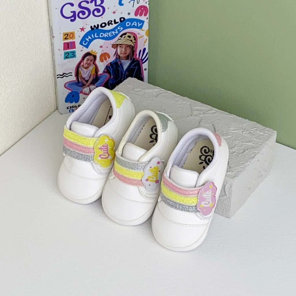 prewalker sepatu bayi perempuan umur 2-12 bulan model Cute Rainbow Terbaru Ringan Empuk dan Lembut