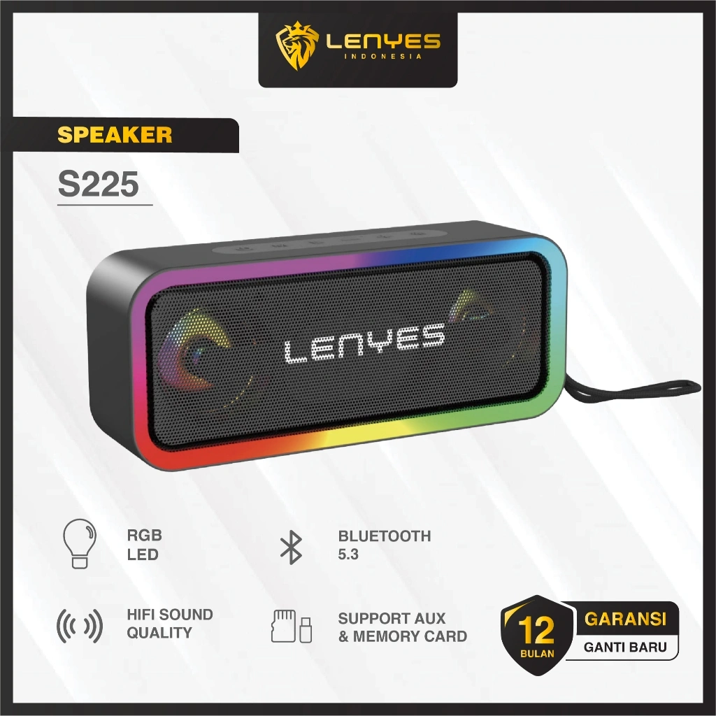 LENYES S225 20W Wireless Speaker Bluetooth 5.3 RGB LED Light Portable Waterproof IPX5 TWS