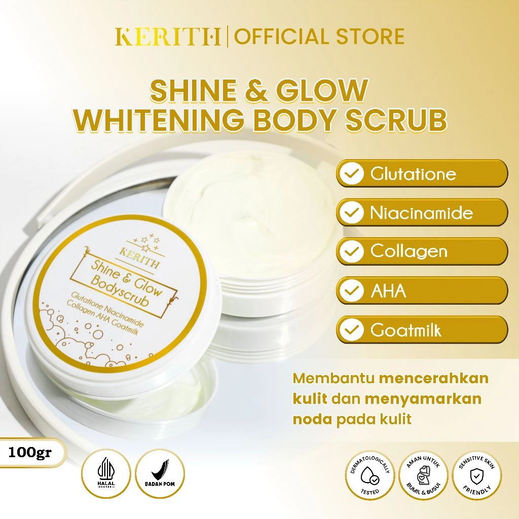 Shine and Glow Body Scrub by Kerith Body Scrub Pemutih Badan BPOM Lulur Pemutih Exfoliator