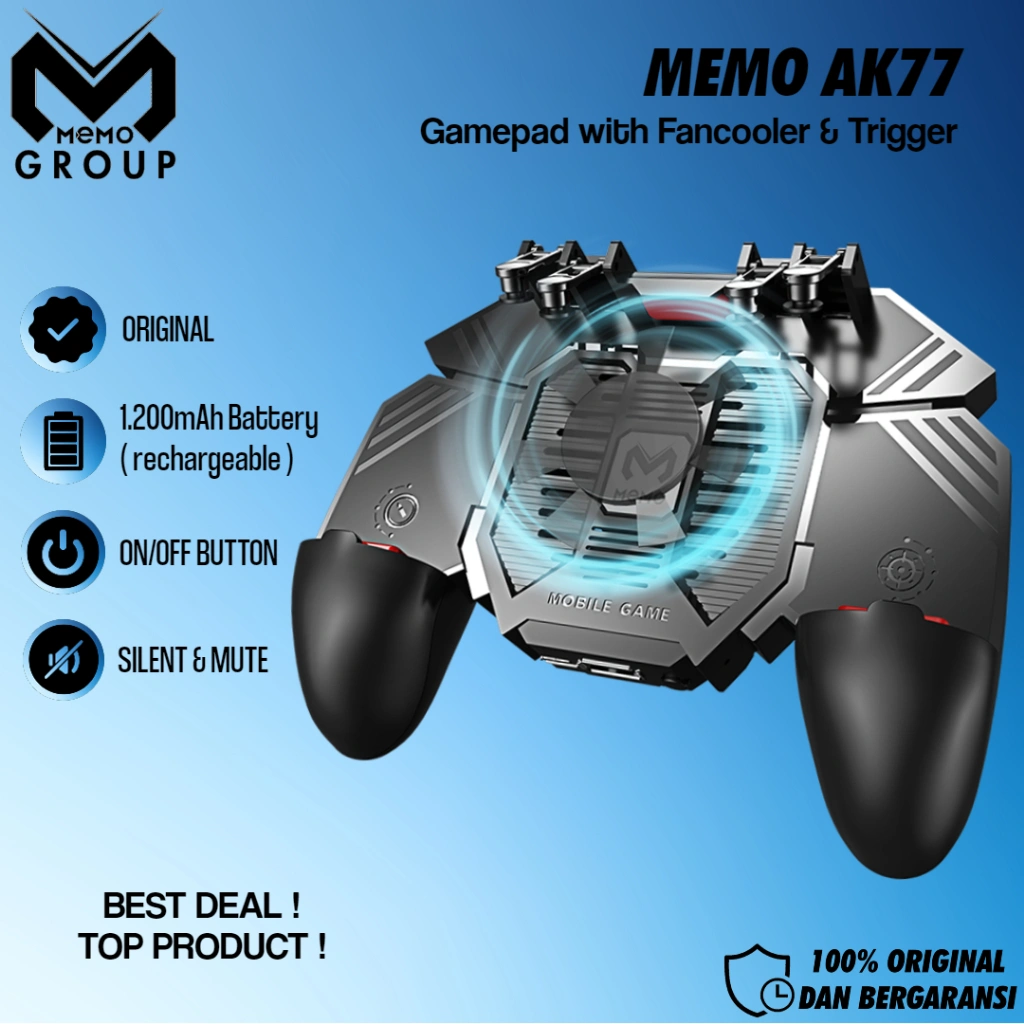 Memo AK77 Original Gamepad Trigger 6 Finger Pendingin HP Non Battery L1 R1 L2 R2 PUBG
