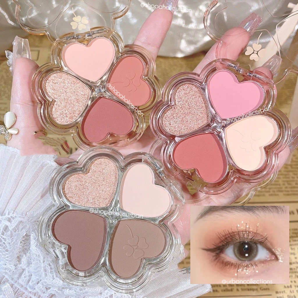 Eyeshadow Leixina 4 Warna Eyeshadow Matte Eyeshadow Palette 4 Warna Mini Eyeshadow Nude Color Korean Eyeshadow Korea Clover Eyeshadow Nude Colour