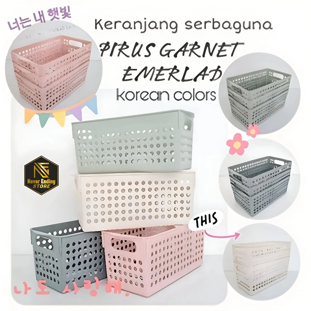 Keranjang Plastik Emerald Serbaguna Tempat Penyimpanan Multifungsi