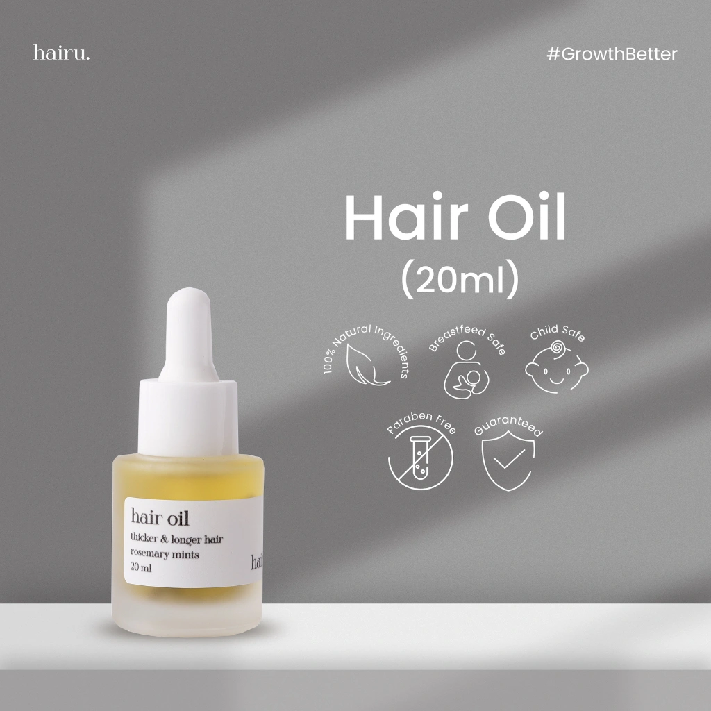 HAIRU Hair Oil Rosemary Olive Pria Wanita Anak Perawatan Rambut Rontok Tebal Aman Busui BPOM