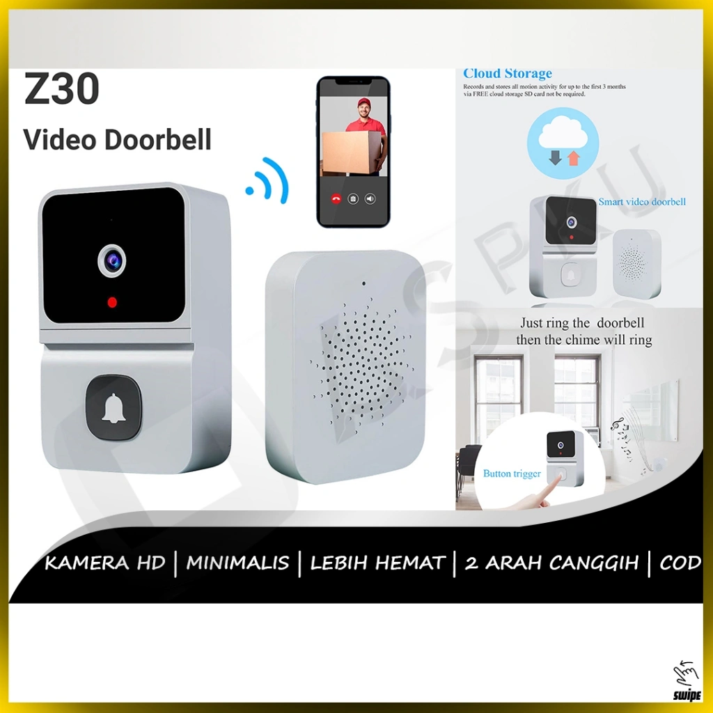 Bel Pintu Rumah Smart Doorbell Camera Kamera Video HD Wifi Two Way 2 Dua Arah Canggih Smarthome