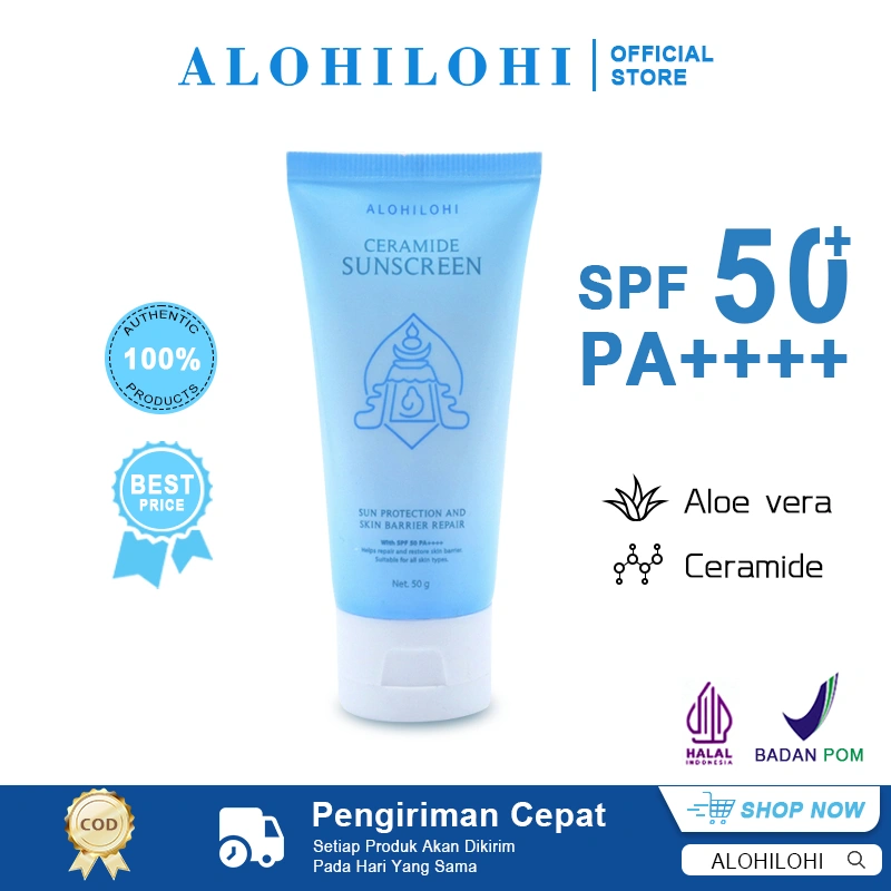 ALOHILOHI Ceramide Sunscreen SPF 50 PA++++ Tabir Surya Skincare Sunblock Untuk skin barrier BPOM 50ml