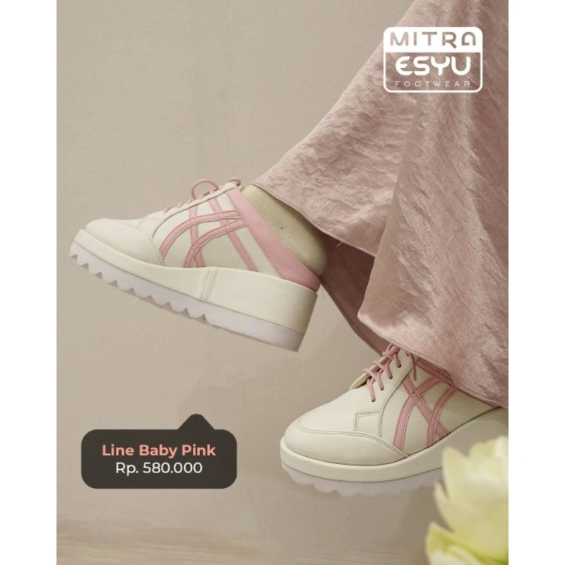 ESYUFOOTWEAR - LINE BABY PINK  - Sepatu wedges