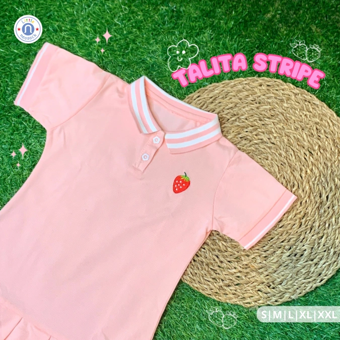 Little Neosack - TALITA Dress Rok Polo Kerah, Baju Sekolah Anak Perempuan