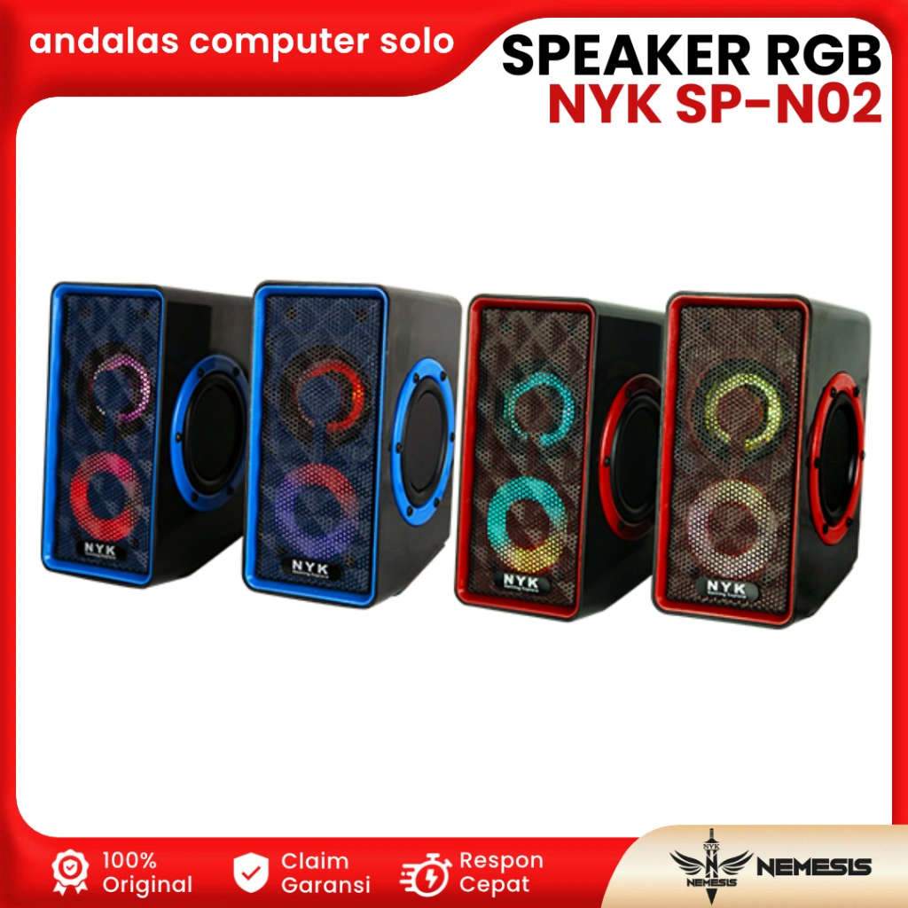SPEAKER GAMING GAME NYK NEMESIS SP-N02 STEREO 3D BASS RGB AKSESORIES KOMPUTER LAPTOP PC