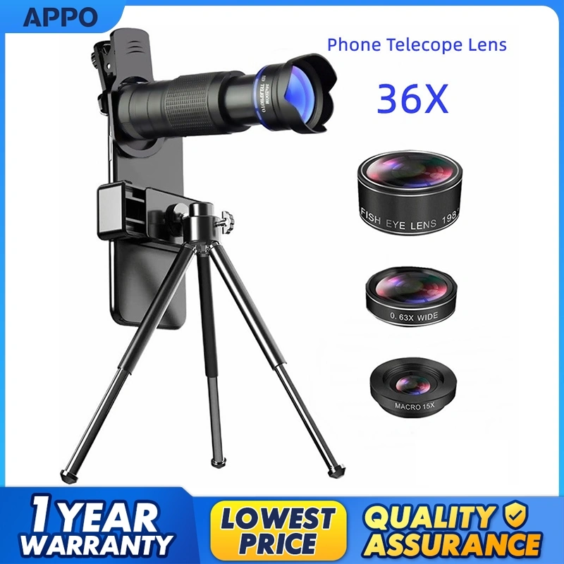 Phone Camera Telecope Lens 36X Telephoto 3in1 Zoom Macro Fisheye Wide Angel Lens Kit For Cellphone hp tripod kamera handphone apexel optik universal telezoom tele 18x