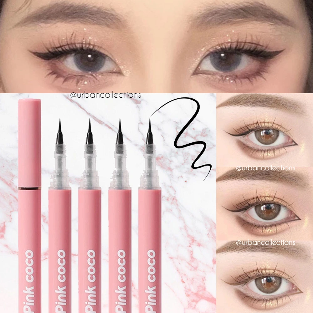 PINK COCO Eyeliner Tipis Super Thin Eyeliner Tajam Sharp Eyeliner 4 Warna Liquid Eyeliner Pen Waterproof Tahan Lama