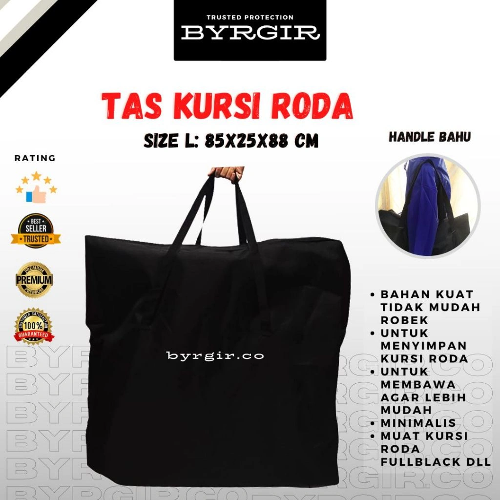 BYRGIR Tas Sarung Cover Kursi Roda Lipat Travel Premium Mudah Dibawa Mudah Penyimpanan Dan Parktis Wheelchair Wheel Chair Bag Traveling Minimalis Untuk Berpergian Umroh Haji