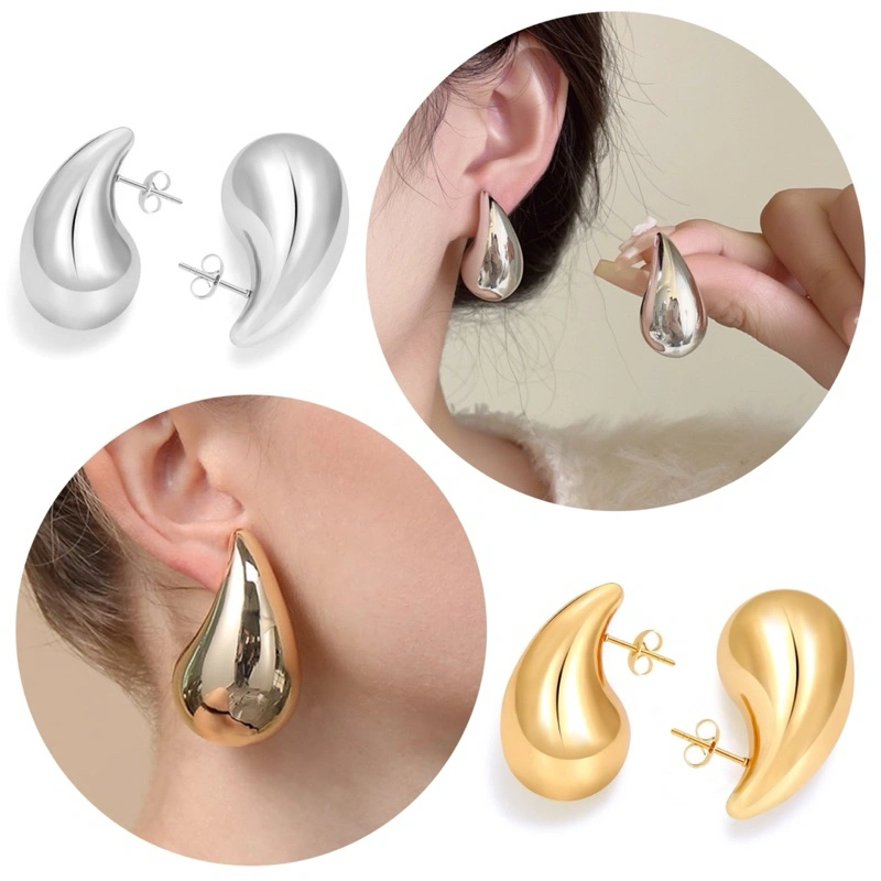 Maeve Waterdrop Stud Earrings Raindrop Teardrop Anting Tusuk Tetes Air Edgy Alloy