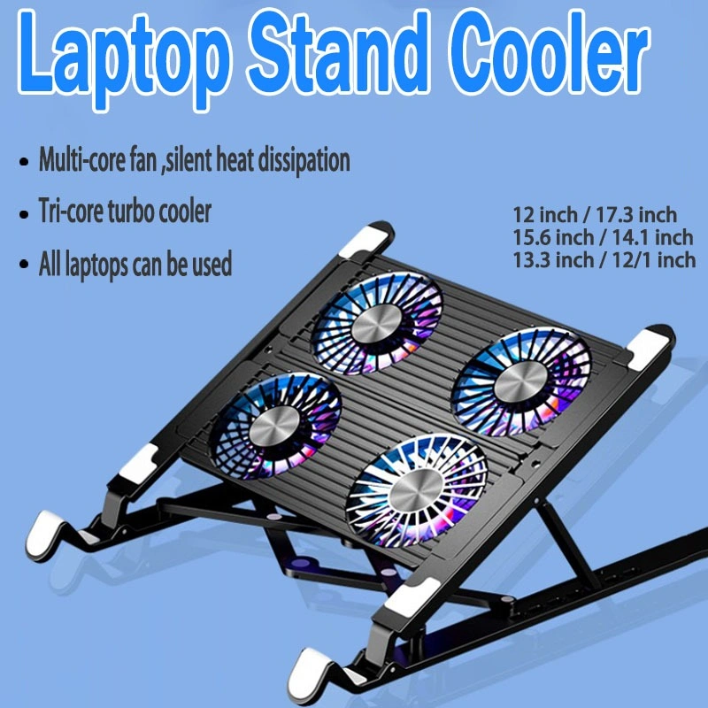 Notebook computer bracket Cooling pad 4 Turbo Fan Kipas Pendingin Laptop Pad 2 Turbo Fan Cocok Untuk Laptop Ukuran 11inch-17.3inch Bisa disesuaikan tingginya