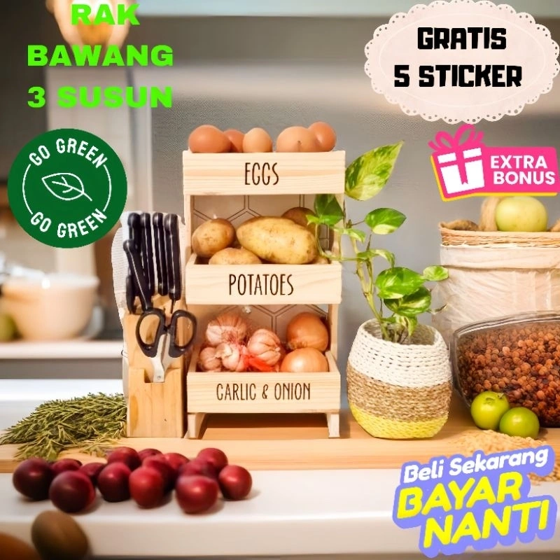 Rak Dapur Serbaguna / Rak Bawang / Rak Bumbu / Tempat Bumbu Dapur / Wadah Bumbu Dapur / Rak Serbaguna