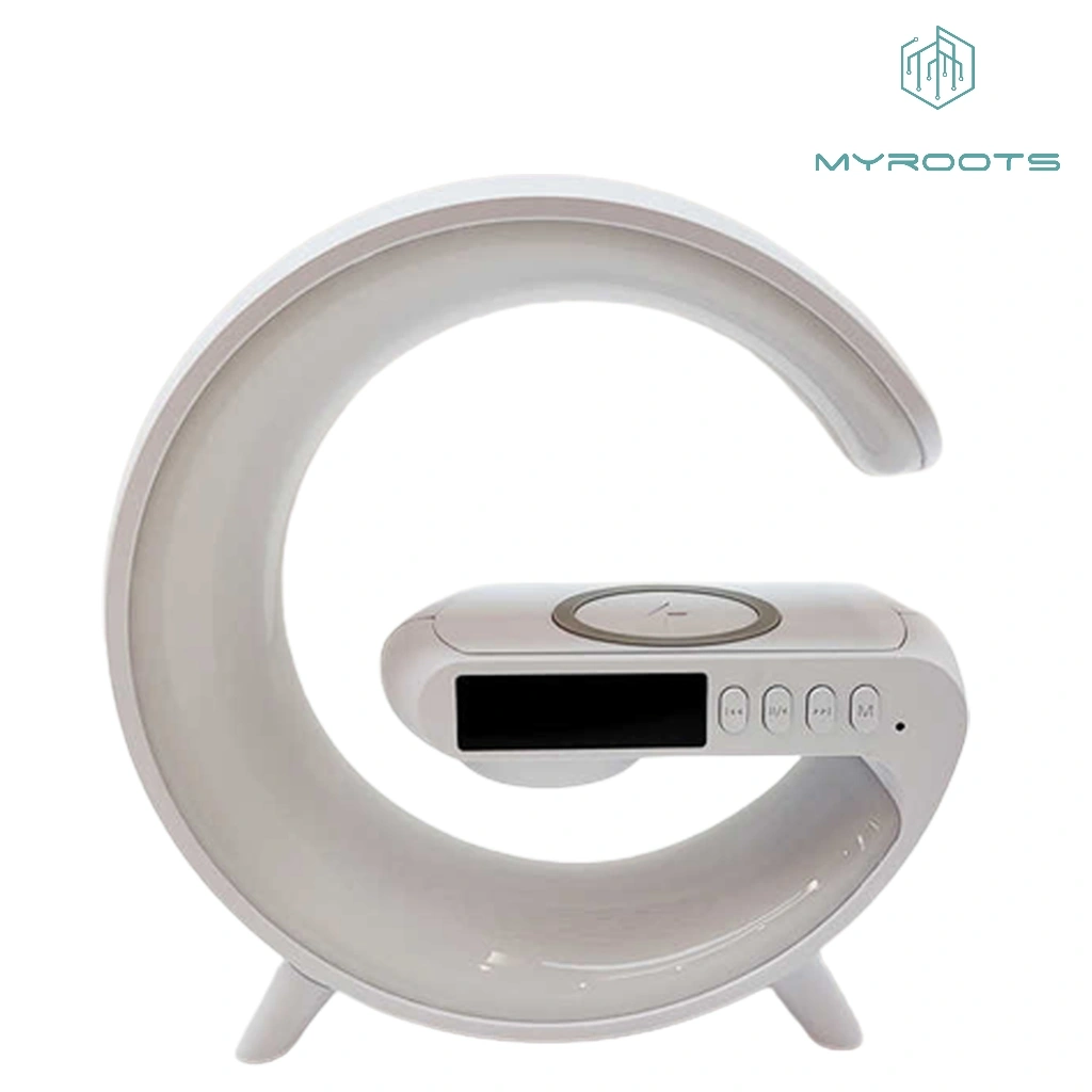 Myroots G63 4 In 1 G Shape Wireless Charger Speaker With RGB Light Clock Wake-Up Light Multifunctional Alarm Clock Speaker