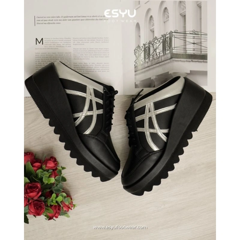 ESYUFOOTWEAR - LINE BLACK - Sepatu wedges