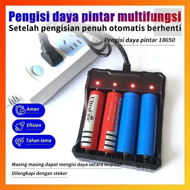 DJDMax Pengisi Daya Baterai Litium Aman dan Efisien, Pengisi Daya Otomatis Berhenti Saat Penuh, Dilengkapi Colokan, Pengisi Daya Cepat Baterai, Charger Portable, Pengisian Cepat dan Aman, Terbaru, Tahan Lama, Mudah Digunakan untuk Rumah dan Kantor