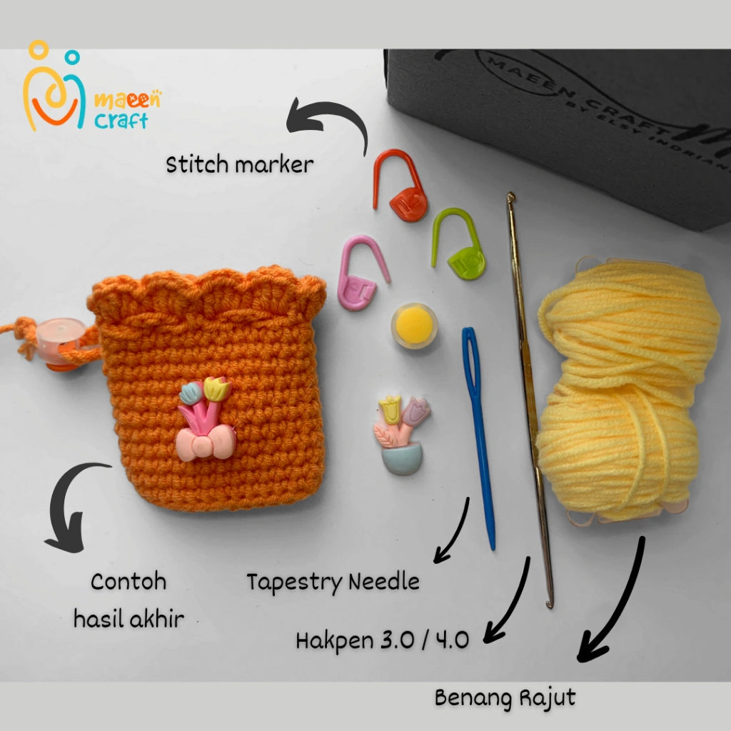 DIY Starter Kit Pocket Rajut Paket Mini Cani Pemula / Alat Rajut Pemula