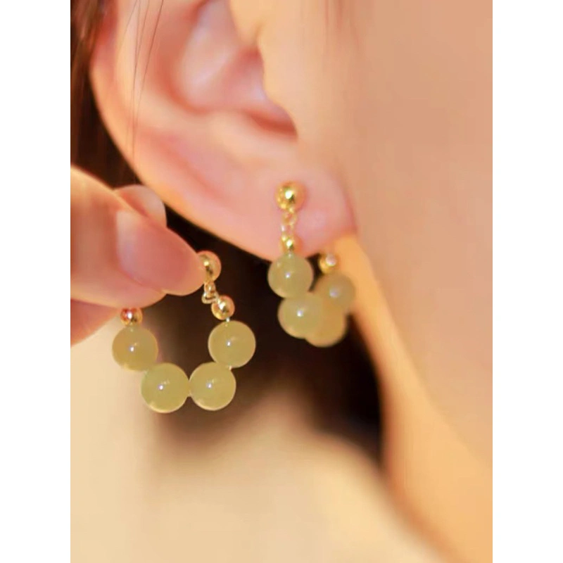 AT101 - ANTING ZENDAYA GREEN MUTIARA HIJAU HOOP TUSUK KOREA TITANIUM STEEL