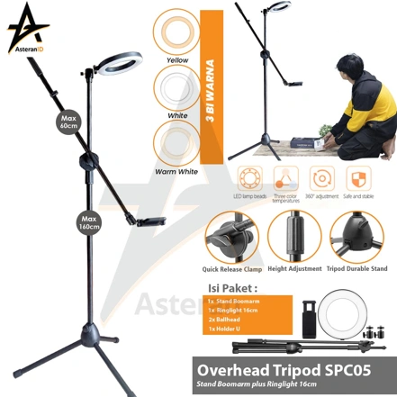 Boom Arm Overhead Tripod SPC05 Tripod Plus Ringlight Handphone Holder