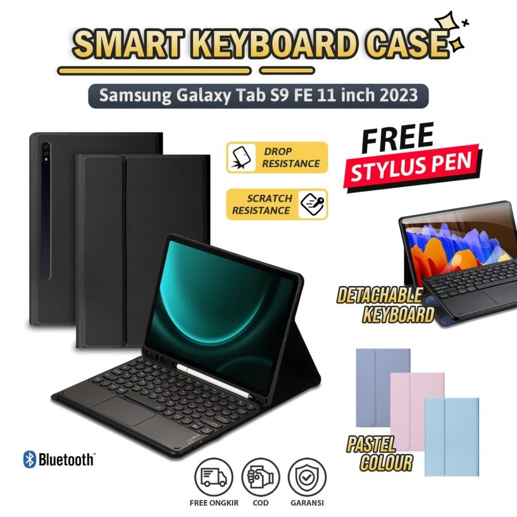 Keyboard Touchpad Samsung Tab S10 S10FE S9 S9FE Charger 65W Samsung Fast Charging 2.0 Smart Bluetooth Flip Keyboard Case Samsung Galaxy Tab S9 FE 11" 10.9 Inch 2023 X710 X716 X510 X516 WiFi LTE 5G Casing Smart Keyboard Bluetooth Cover Slot Pen