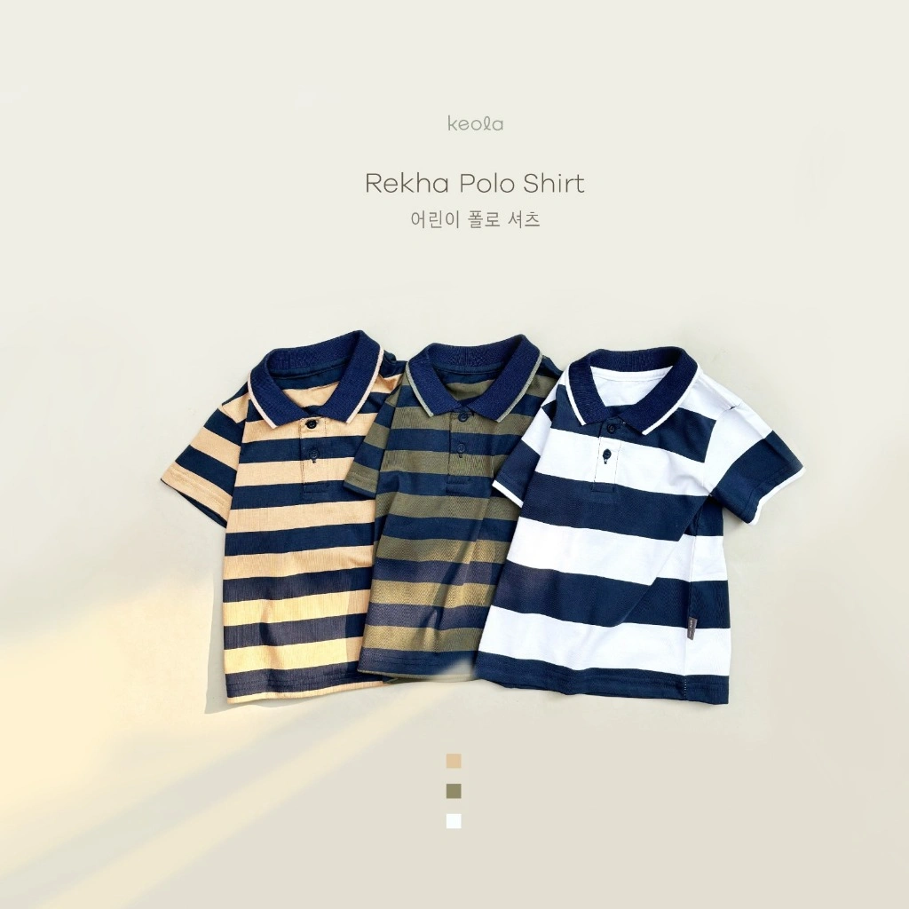 Keola-Baju Anak Laki-laki Kaos Polo Stripe Collection Rekha Salur Stripe 6 bulan - 6 tahun