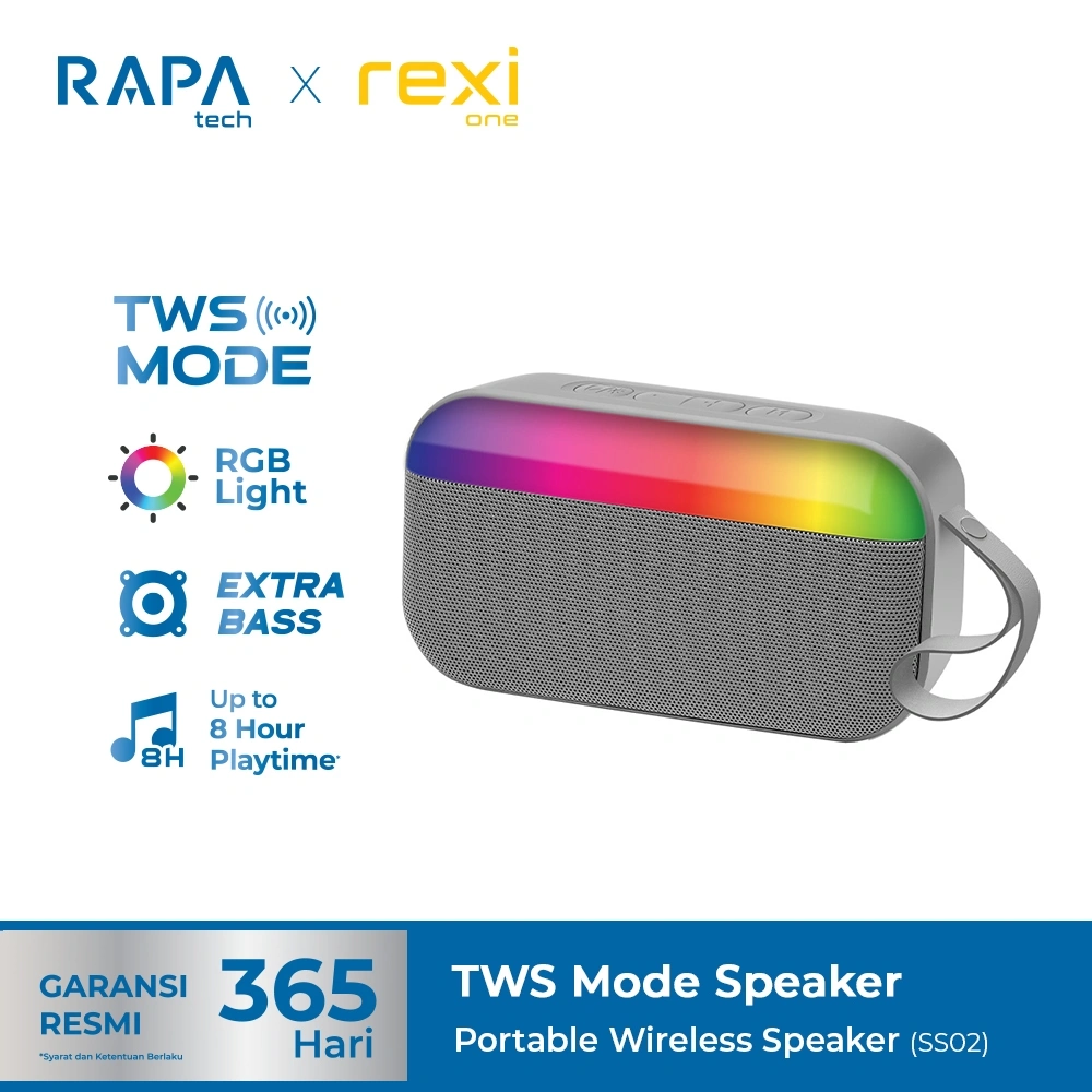 RAPAtech x rexione SS02 Bluetooth Speaker Portable TWS Mode with RGB Light