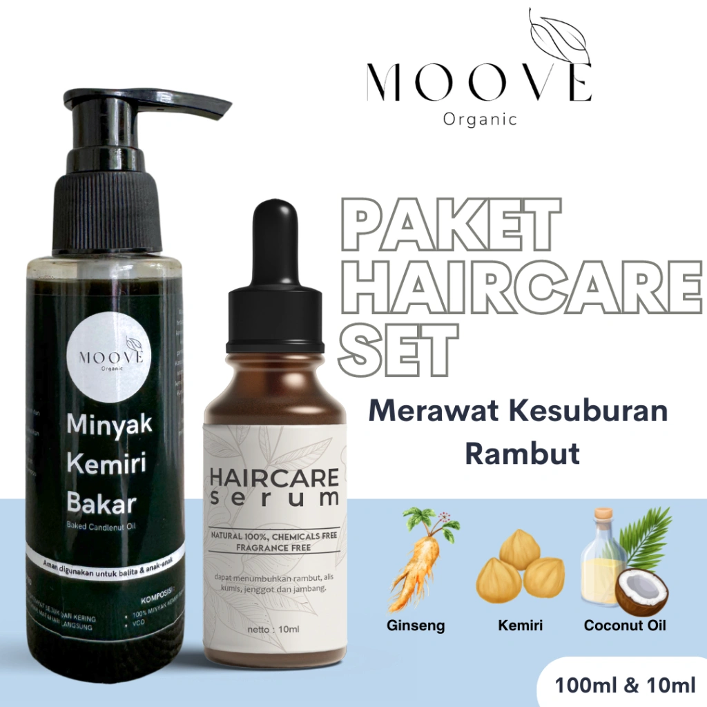 HAIRCARE SET MINYAK KEMIRI BAKAR + HAIRCARE SERUM 2 PCS - Hair Care Rambut Rontok / Penumbuh Rambut Cepat dan Tebal / Rambut Botak Paling Ampuh dan Cepat / Numbuhin Rambut Kepala / Vitamin Rambut Rusak / Paket Hair Care / Treatment Rambut / Hair Tonic