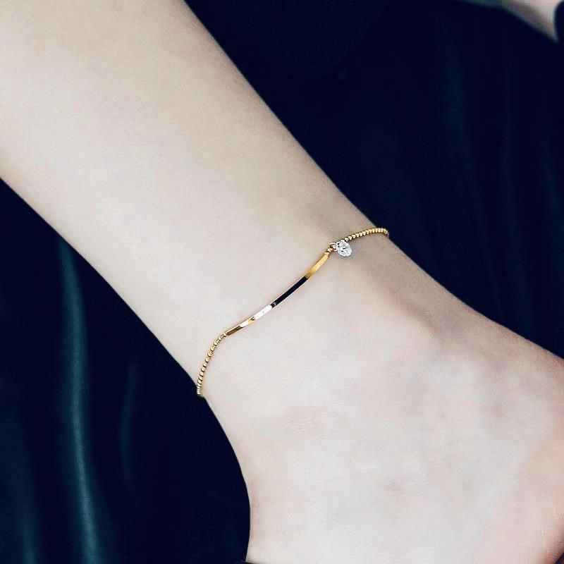 GK08 - GELANG KAKI TIZIANA LETTER model korea simple elegant steel titanium bracelets gold