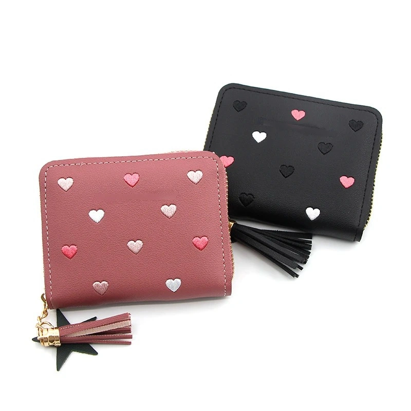 Dompet Mini Bordir Hati Tassel Dompet Lucu Dompet Wanita Dompet Koin Dompet Kecil Lucu Import Korea Dompet Resleting