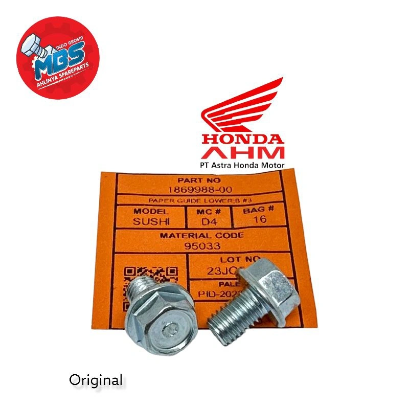 BOLT FLANGE M8x12 BAUT 12 PANJANG 1,2cm BAUT OLI GARDAN HONDA ORIGINAL