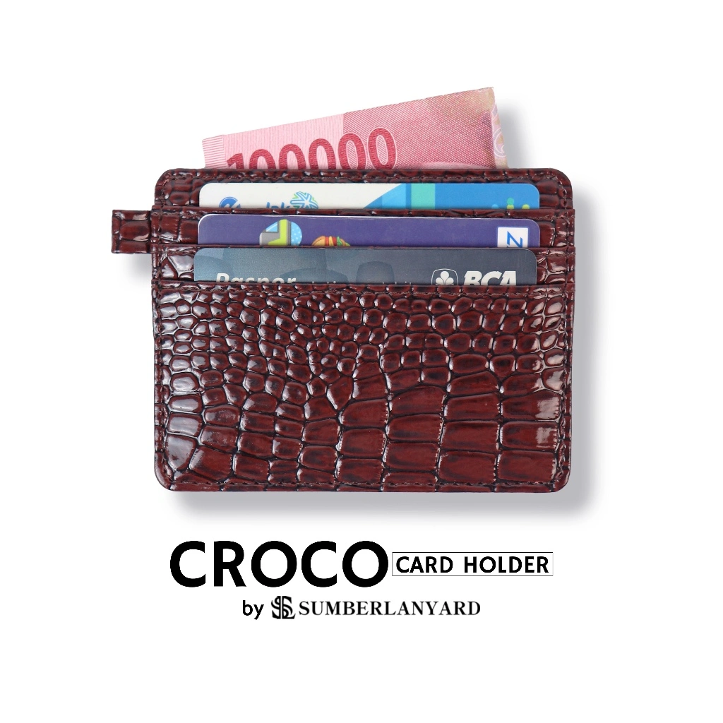 SL.ID Croco Card Holder - Card Holder Kulit 7 Slot Maroon
