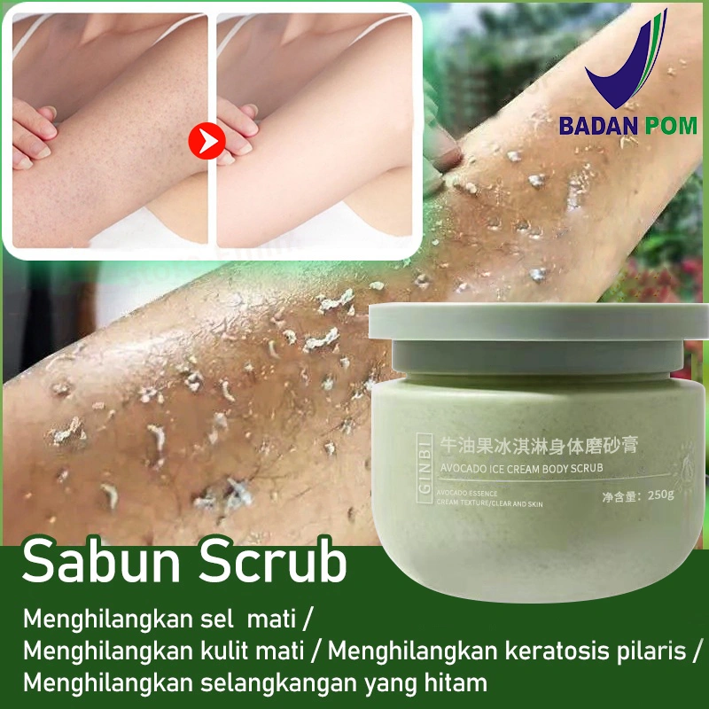 (100% ORI) Lulur pemutih badan Exfoliating Menghilangkan kulit ayam 250g Melembabkan anti kering/Mengecilkan pori pori/Whitening body/Scrub badan/