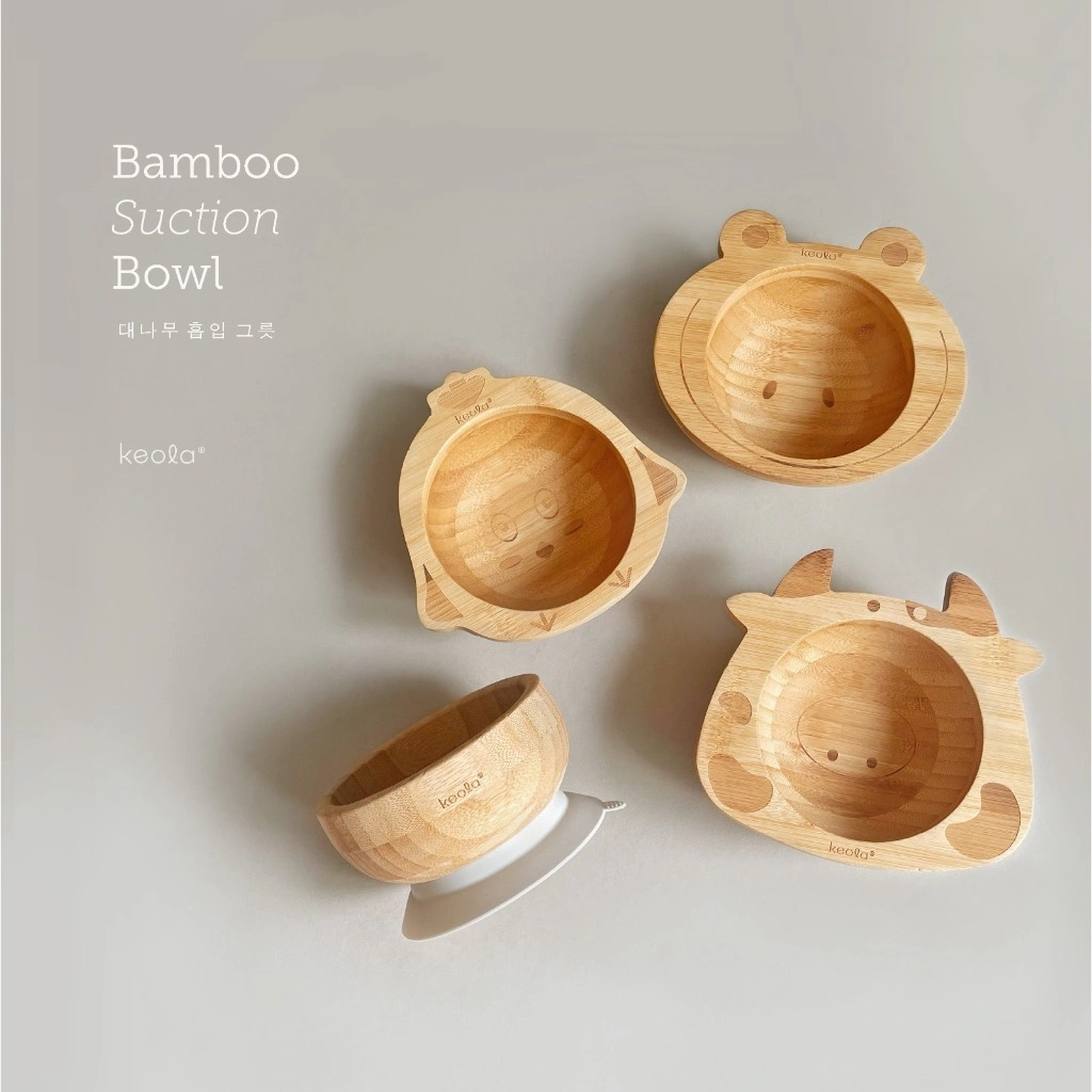 KEOLA - Organic Bamboo Silicone Suction Bowl MPASI | Mangkok Makan Kayu Bambu Organik Anak Mpasi Silikon Suction