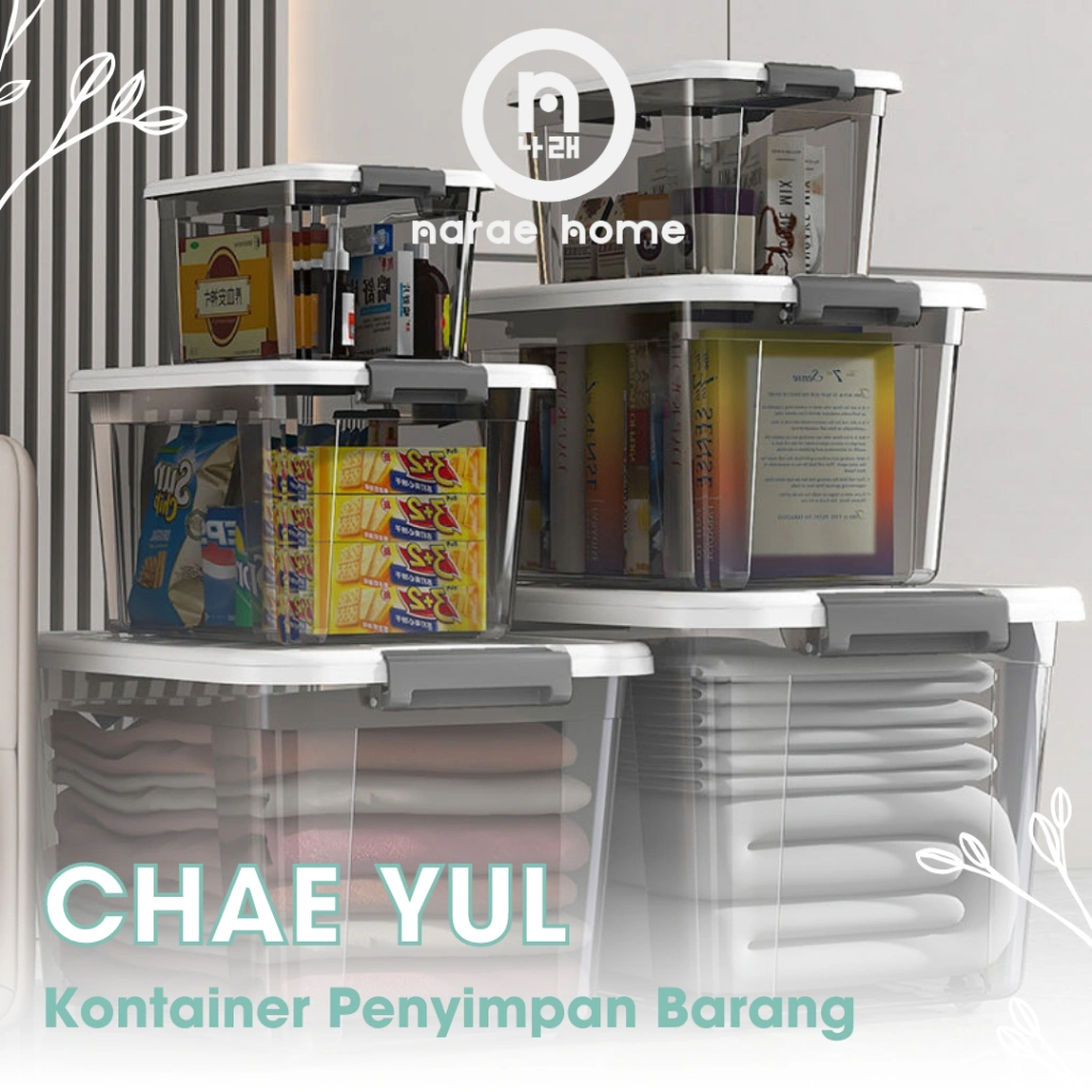【NARAE】CHAE YUL Wadah Box Mainan Serba Guna Storage Box Obat Transparan Wadah Storage Buku Perlengkapan Kotak Pakaian Estetis Kotak Simpan Obat Minimalis