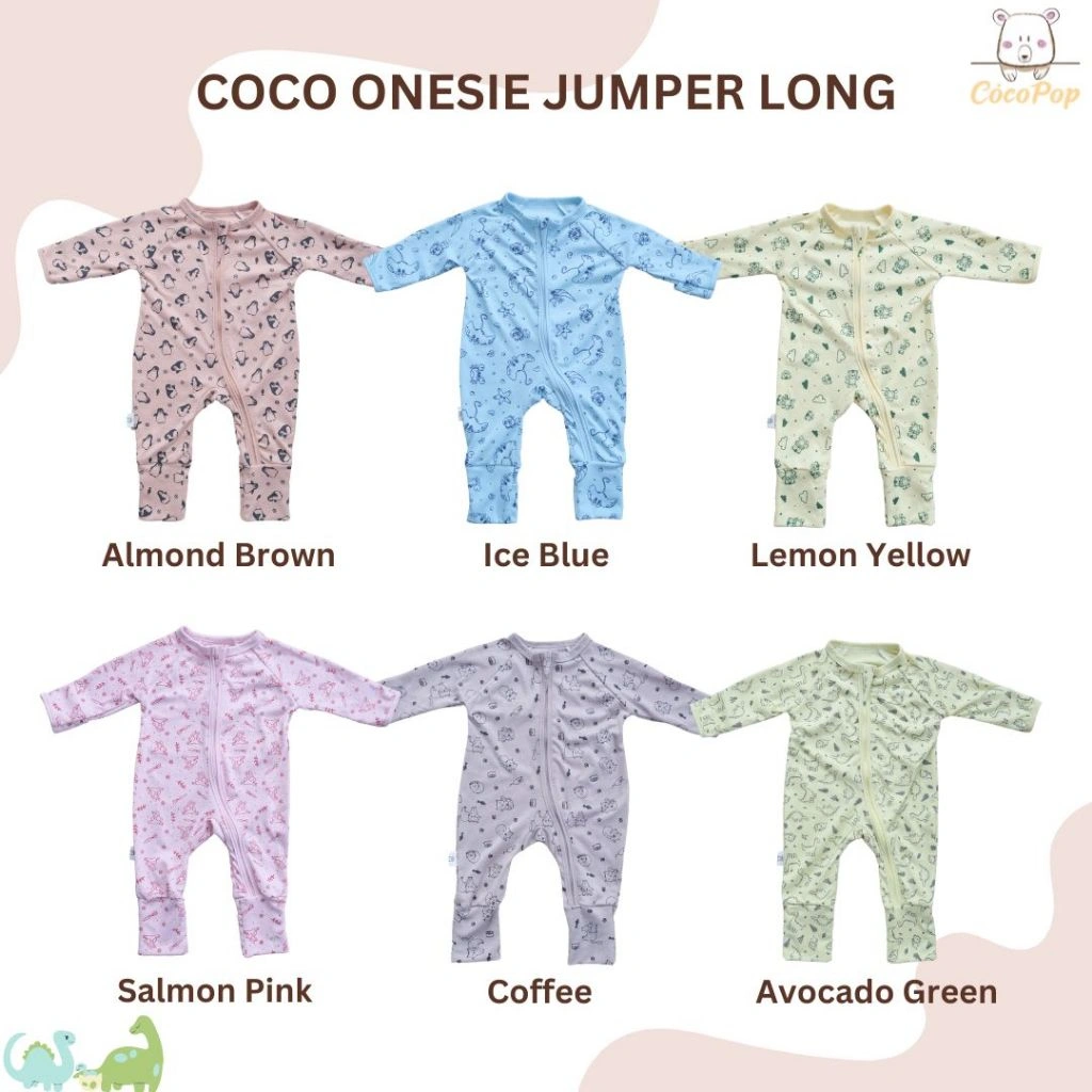 Cocopop Baby - Coco Onesie Jumper Long Baju Bayi Polos Kaos Katun Bayi Perempuan Laki Laki Newborn
