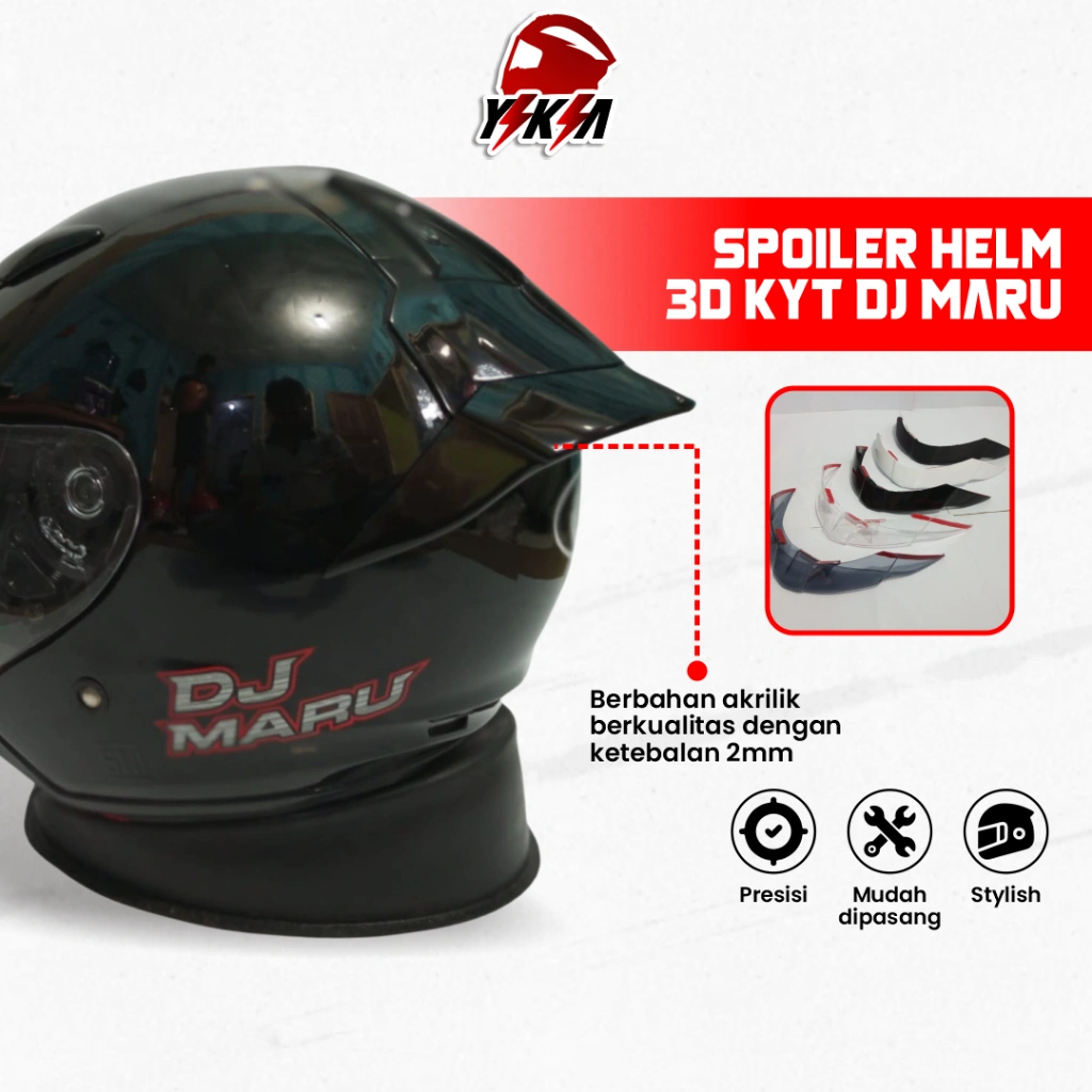 Spoiler Helm KYT DJ Maru 3D Bahan Akrilik Tebal 2mm Presisi Sudah Termasuk Perekat 3M