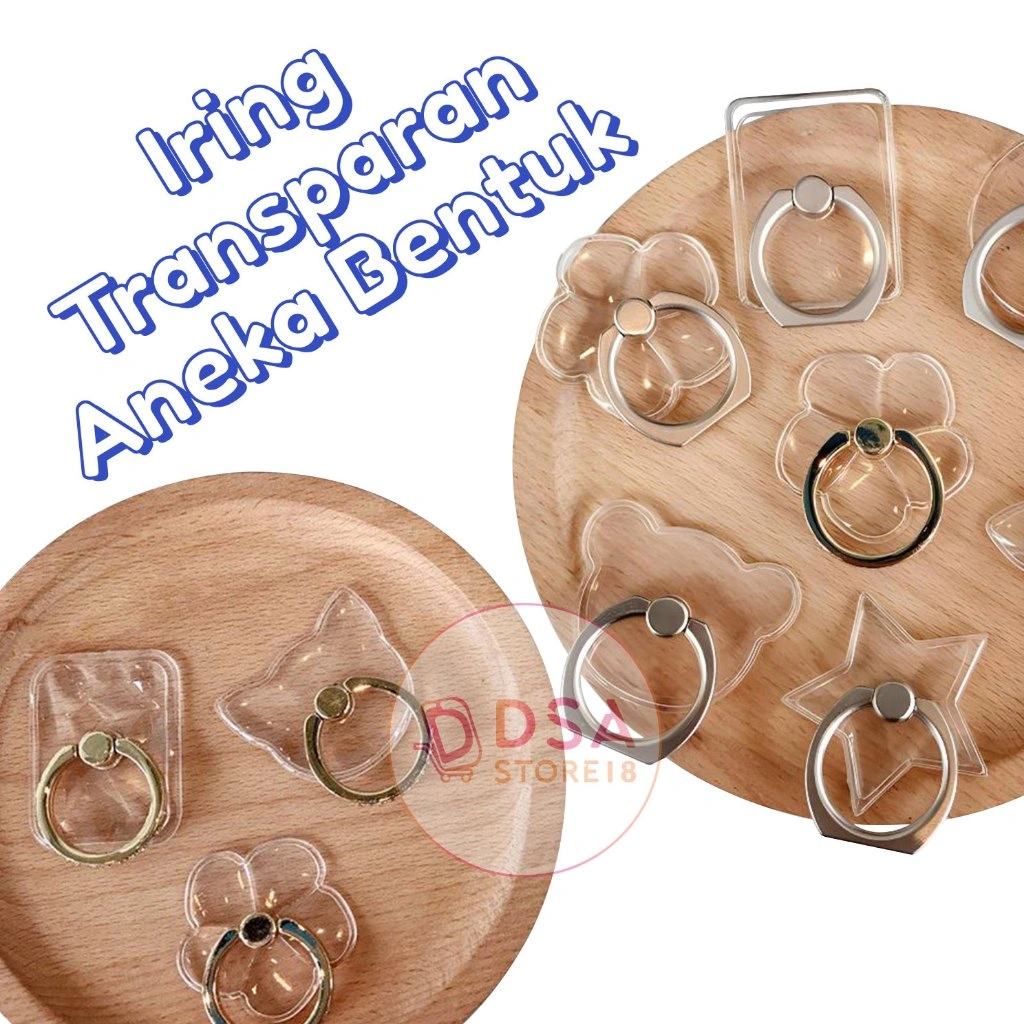 Iring Hp Transparan Aneka Bentuk Karakter 360° Ring Hp Aestehtic / Ring Holder Pegangan Hp