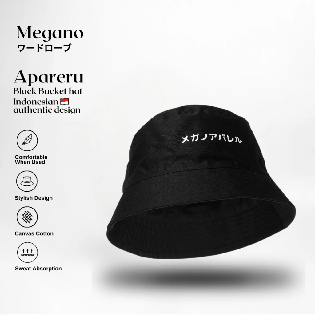 Megano - Meganoapareru Bucket hat | Appareru | Topi Bucket | Bucket hat unisex | Topi Bucket hat pria dan wanita | Bucket Hat Premium Pria dan wanita | Polos Model Korea | Bordir | Bucket Hat Jepang
