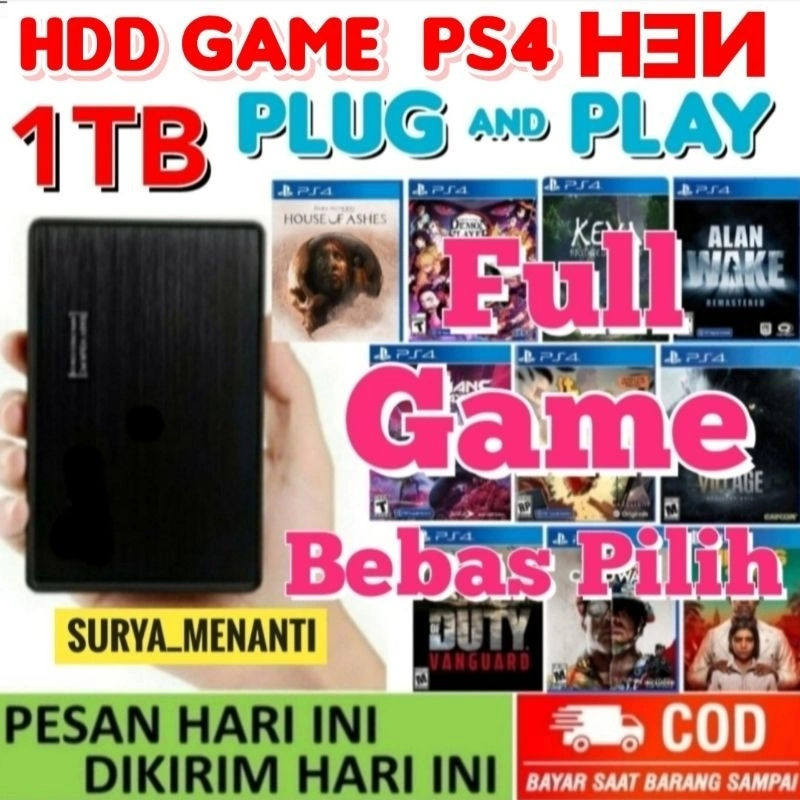 HDD/HARDDISK EKSTERNAL PS4 HARDISK EXTERNAL GAME BEBAS REQUEST